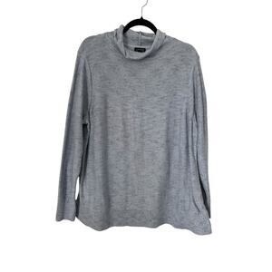 J Jill Wearever Collection Sweater Size 2X Grey Mock Neck Long Sleeve Pullover‎